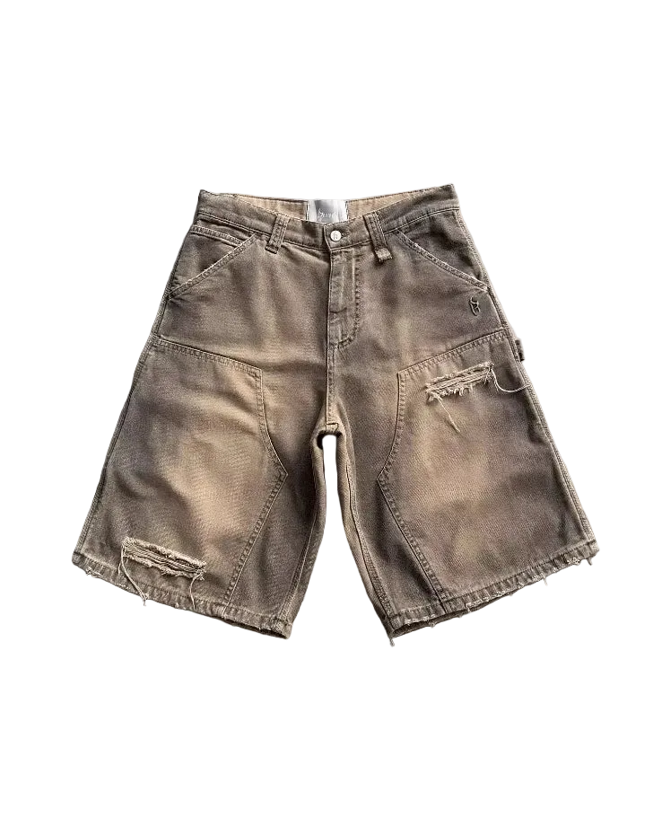 FLARED JORTS - BROWN